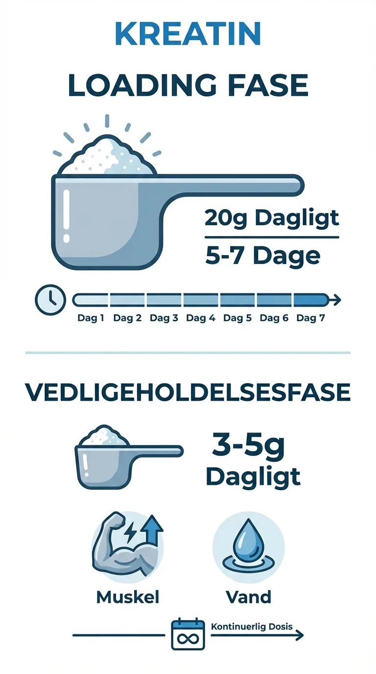 Infografik: kreatinformer og doseringsoversigt