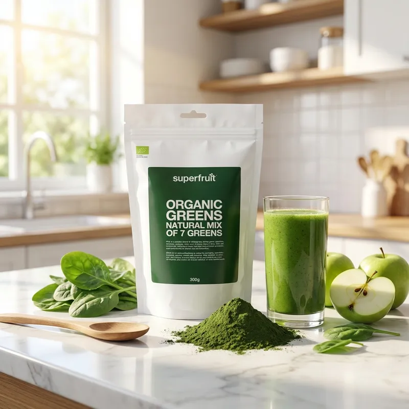 Test af Superfruit Organic greens pulver Ø