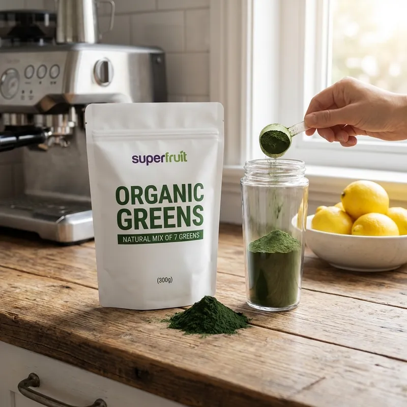 Test af Superfruit Organic greens pulver Ø