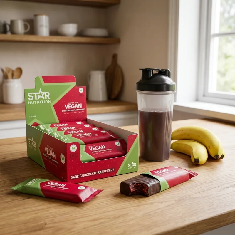 Test af Star Nutrition 12 x Vegansk proteinbar Raspberry Chocolate