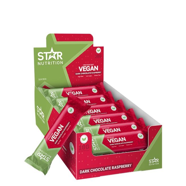 Star Nutrition 12 x Vegansk proteinbar Raspberry Chocolate