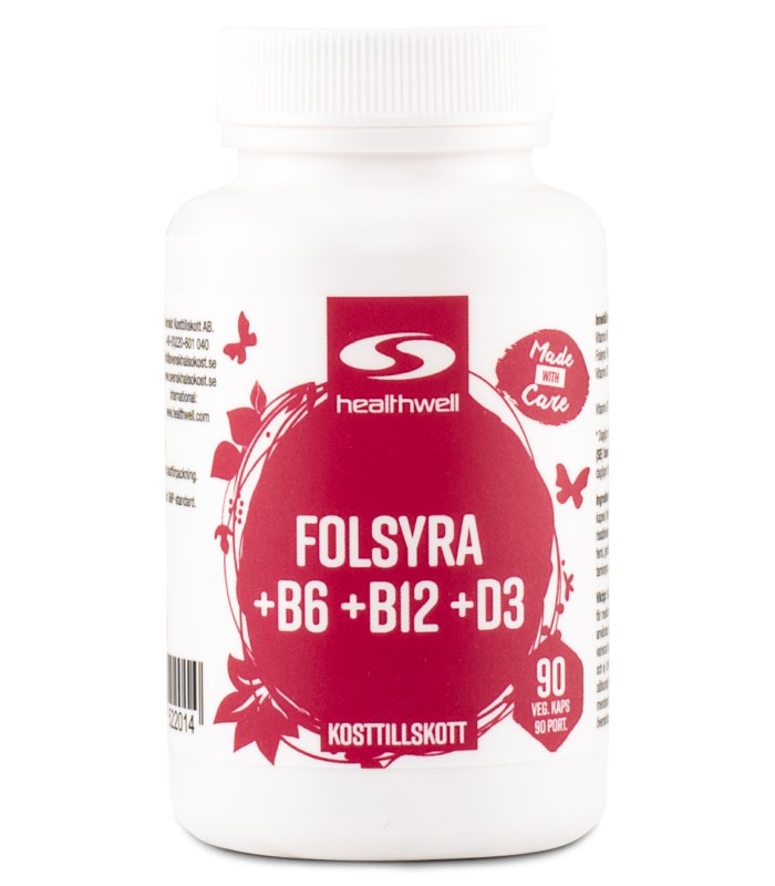 Healthwell Folinsyre + B6 + B12 + D